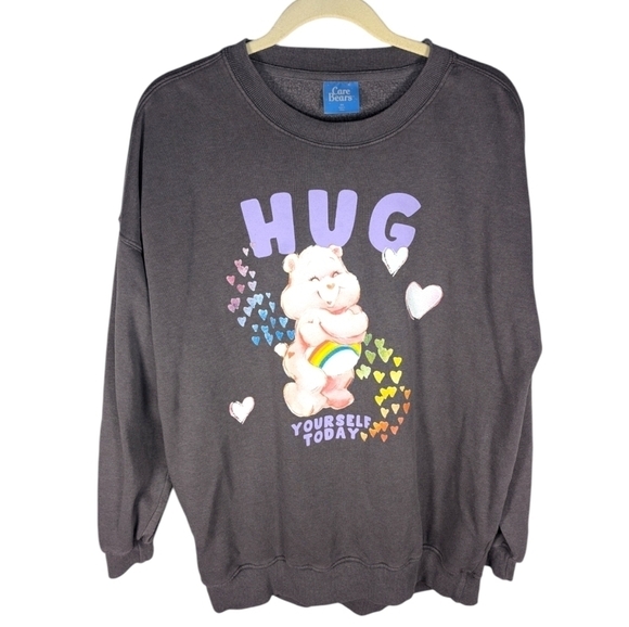 Care Bears Tops - Care Bear Rainbow Bear Positive Hug Yourself Today Oversized Crewneck Small